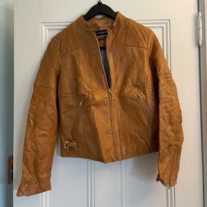 Leather Jacket with Gold Zippers